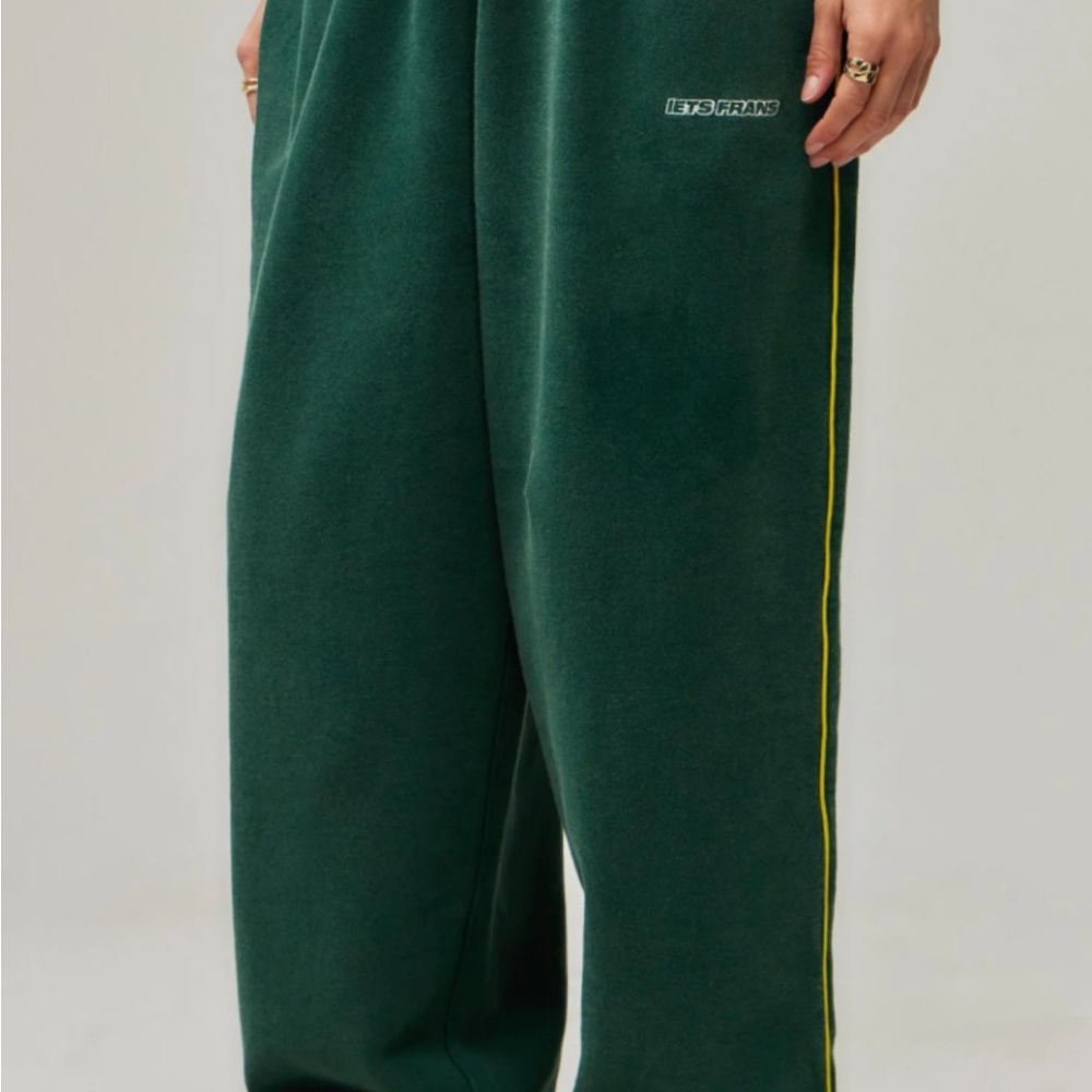 Urban Outfitters Baggy Sweatpants Teal and Blue Track Pants with Yellow Trim